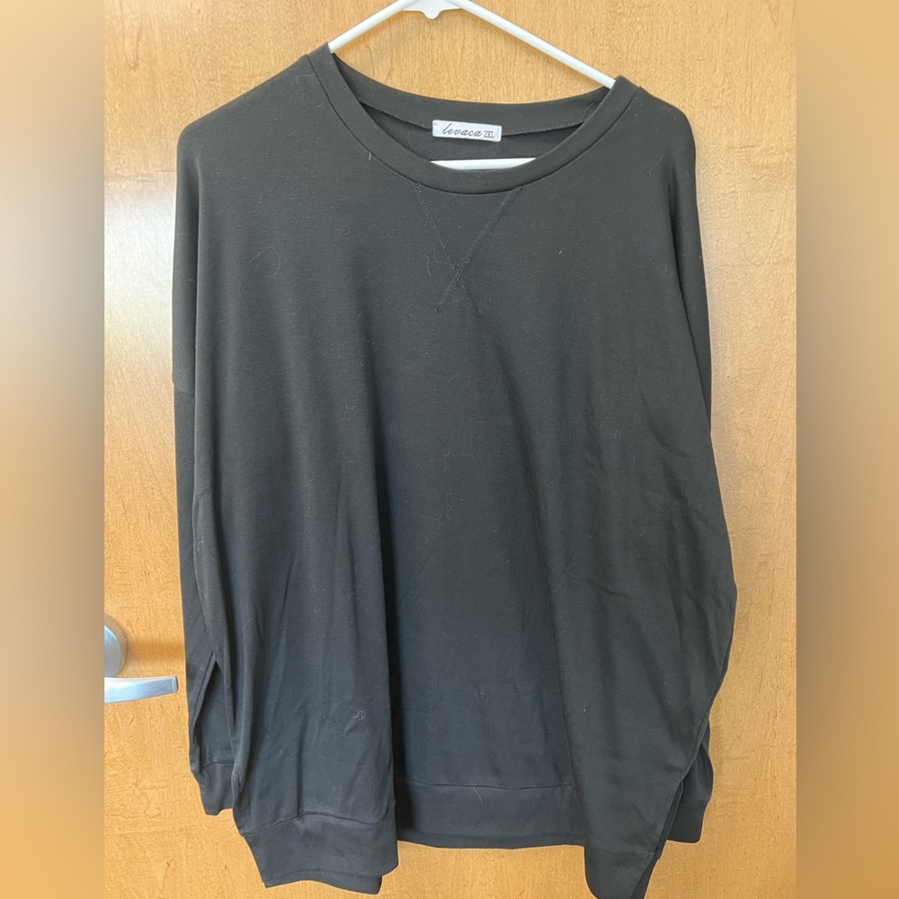 Levaca long sleeve side split loose pullover